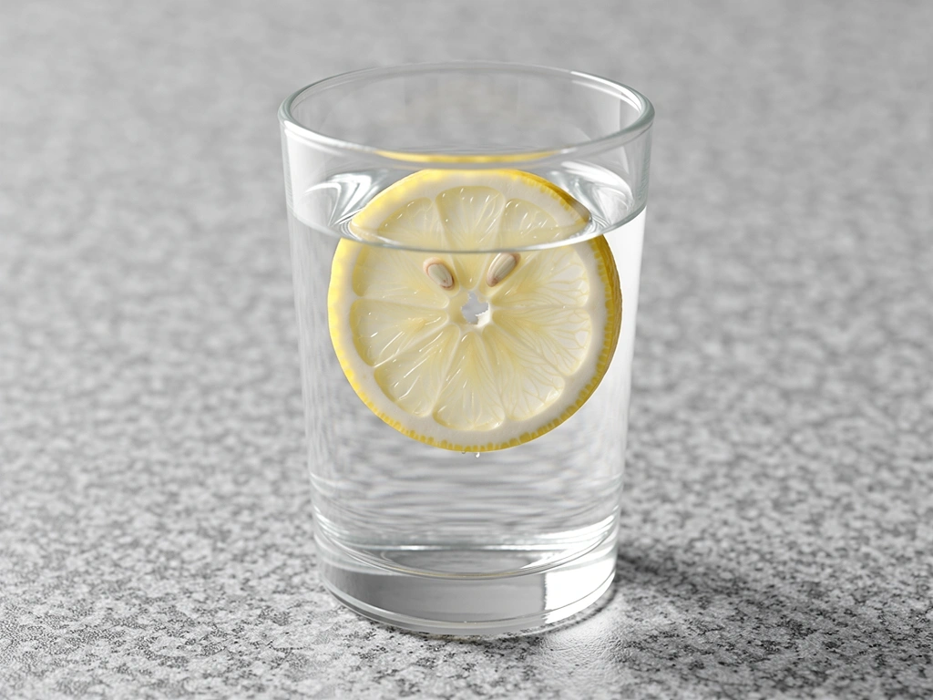Water with lemon on stone
